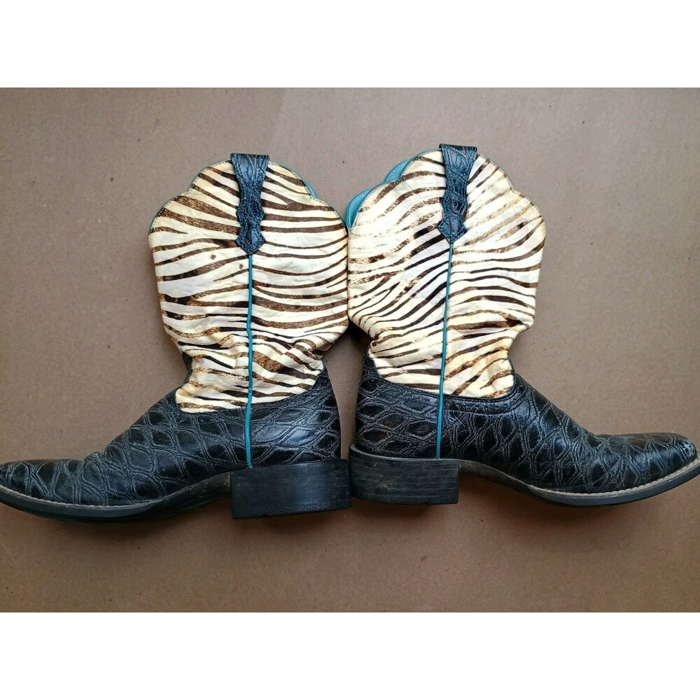 Ariat Womens Zebra Print Western Square Toe Boot Sz 8 B Cowgirl Animal Print - Picture 6 of 11